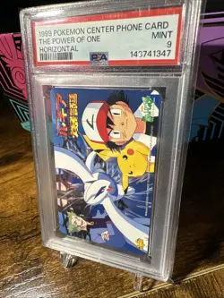 1999 Pokemon The Power Of One Horizontal Pokemon Center Phone Card PSA 9 - Image 2