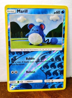 POKEMON MARILL 34/147 REVERSE HOLO BURNING SHADOWS MP AMIGURUMI ASAKO ITO - Image 1