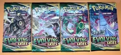 Pokemon SWSH: Evolving Skies Booster Pack Lot of 4 (all 4 covers) Factory Sealed - Image 1