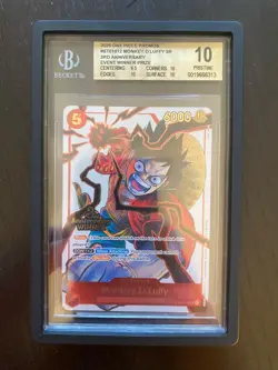 2025 One Piece Promo ST01-012 Monkey D Luffy 3rd Anniversary Winner BGS 10 - Image 1
