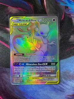 Mewtwo and Mew GX 242/236 Tag Team Full Art Unified Minds Pokemon TCG Minty - Image 1