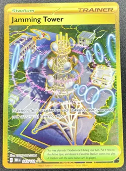 Jamming Tower 243/182 Destined Rivals Gold Hyper Rare Pokemon NM - Image 1