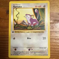 1st Edition Pokemon Base Set Shadowless Rattata 61/102 - Image 1
