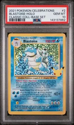 2021 POKEMON CELEBRATIONS CLASSIC COLLECTION 2 BLASTOISE-HOLO PSA 10 GEM MINT - Image 1