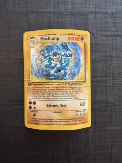 Pokemon TCG Machamp Holo Rare 1st Edition Base Set 8/102 WOTC DMG - Image 1