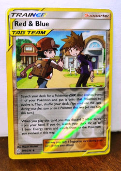 POKEMON RED & BLUE 202/236 REVERSE HOLO COSMIC ECLIPSE TAG TEAM LP - Image 1