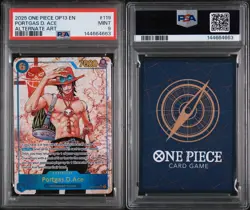 2025 One Piece Portgas D. Ace OP13-119 Alternate Art SEC English PSA 9 Mint - Image 3