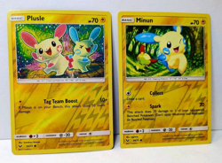 POKEMON PLUSLE 33/73 & MINUN 34/73 REVERSE HOLOS SHINING LEGENDS LP-NM - Image 1