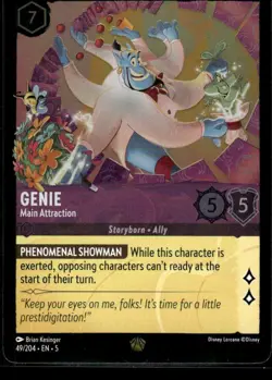 Disney Lorcana Shimmering Skies Genie Main Attraction 49/204 Cold Foil - 2326* - Image 1