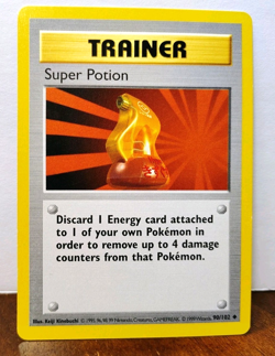 POKEMON SUPER POTION 90/102 TRAINER SHADOWLESS BASE SET MP-LP - Image 1