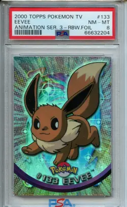 2000 Topps Pokemon Tv Animation Series 3 #133 Eevee Rainbow PSA 8 - Image 1