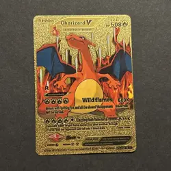 Pokemon V Evolution Charizard V HP 508 LV 91 Gold Foil Fan Art Card - Image 1