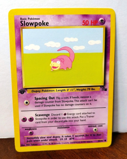POKEMON SLOWPOKE 55/62 1ST EDITION FOSSIL MP-LP - Image 1