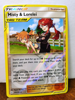 POKEMON MISTY & LORELEI 199/236 REVERSE HOLO COSMIC ECLIPSE TAG TEAM LP - Image 1