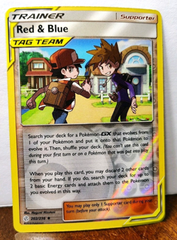 POKEMON RED & BLUE 202/236 REVERSE HOLO COSMIC ECLIPSE TAG TEAM LP-NM - Image 1