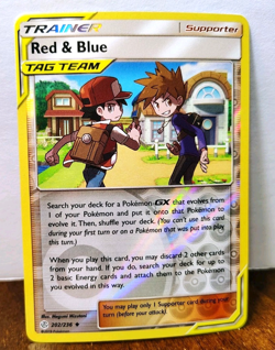 POKEMON RED & BLUE 202/236 REVERSE HOLO COSMIC ECLIPSE TAG TEAM LP - Image 1