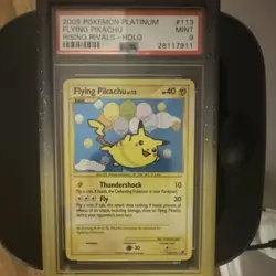 2009 Pokemon Platinum Rising Rivals #113 Secret Flying Pikachu Holo PSA 9 Mint - Image 1