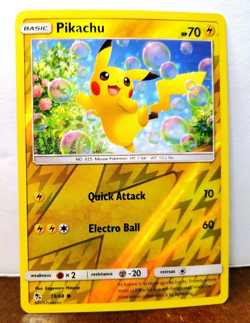 POKEMON PIKACHU 19/68 REVERSE HOLO HIDDEN FATES LP-NM - Image 1