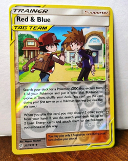 POKEMON RED & BLUE 202/236 REVERSE HOLO COSMIC ECLIPSE TAG TEAM LP - Image 1