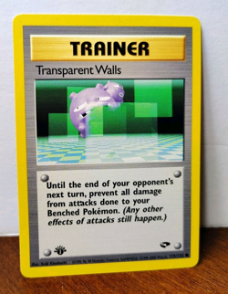 POKEMON TRANSPARENT WALLS 125/132 1ST EDITION TRAINER GYM CHALLENGE LP-NM - Image 1