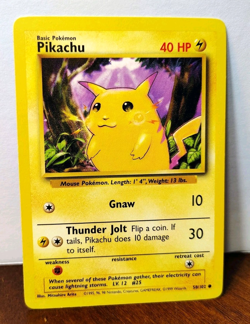 POKEMON PIKACHU 58/102 YELLOW CHEEKS BASE SET LP - Image 1