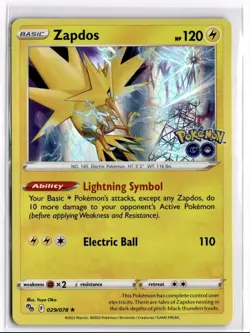 Holo Zapdos 029/078 Rare Pokemon GO Pokemon TCG - Image 1