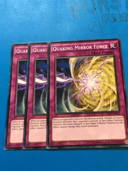 YUGIOH 3x Common Quaking Mirror Force SR04-EN036/LEDD-ENB23 - Image 1