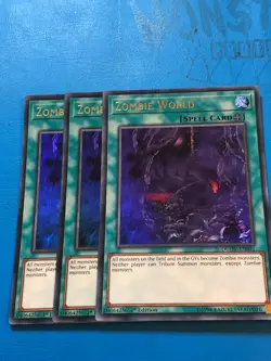 YUGIOH 3x Ultra Rare Zombie World DUOV-EN091 1st Edition - Image 1