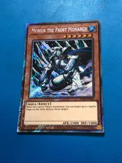 YUGIOH Platinum Secret Rare Mobius The Frost Monarch RA03-EN142 1st Edition - Image 1