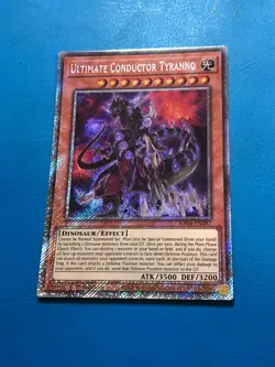 YUGIOH Platinum Secret Rare Ultimate Conductor Tyranno RA04-EN287 1st Edition - Image 1