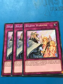 YUGIOH 3x Secret Rare Solemn Warning RA02-EN078 1st Edition - Image 1