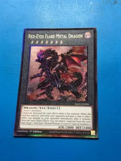 YUGIOH Ultimate Rare Red-Eyes Flare Metal Dragon RA01-EN038 1st Edition - Image 1