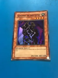 YUGIOH Super Rare Gearfried The Iron Knight PSV-E101 PLAYED - Image 1