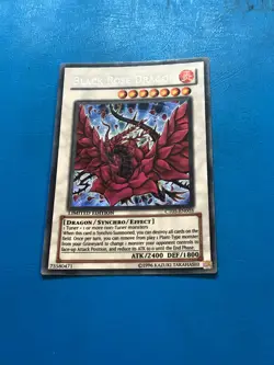 YUGIOH Secret Rare Black Rose Dragon CT05-EN003 PLAYED - Image 1