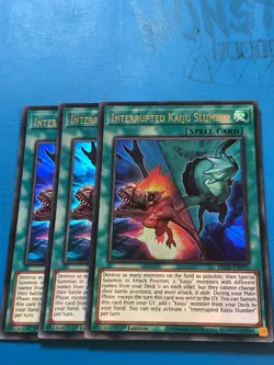 YUGIOH 3x Ultra Rare Interrupted Kaiju Slumber BROL-EN075 1st Edition - Image 1