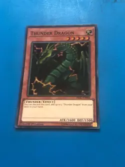 YUGIOH Super Rare Thunder Dragon HISU-EN046 1st Edition PLAYED - Image 1