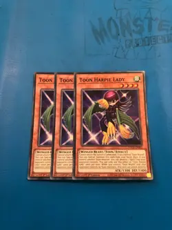 YUGIOH 3x Super Rare Toon Harpie Lady TOCH-EN002 1st Edition - Image 1