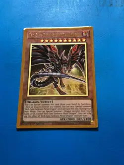 YUGIOH Gold Rare Red-Eyes Darkness Metal Dragon MGED-EN009 1st Edition PLAYED - Image 1