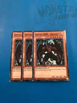 YUGIOH 3x Common Destiny Hero - Malicious SGX1-ENB08/LEHD-ENA04 1st Edition - Image 1