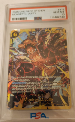 Monkey D. Luffy 2025 ONE PIECE English OP10 SEC Rare #118 PSA 10 - Image 1
