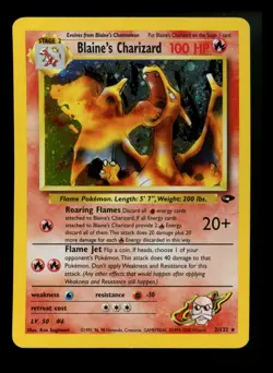 ERROR Blaine's Charizard 2/132 Gym Challenge 2000 Holo WOTC Pokemon Card TCG - Image 1