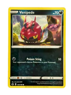 New: 2021 Pokemon TCG Venipede Chilling Reign 105 Regular Common - Image 1