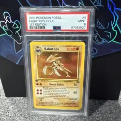 1999 POKEMON FOSSIL 1ST EDITION #9 KABUTOPS-HOLO PSA 9 - Image 1