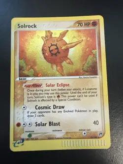 Pokemon TCG Solrock 13/100 Holo Rare Vintage EX Sandstorm SWIRL! LP! - Image 2