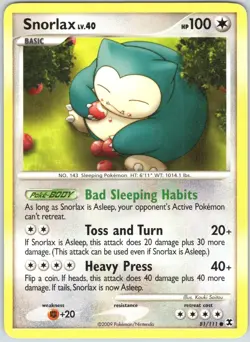 Snorlax 81/111 Common Rising Rivals Pokemon LP - Image 1