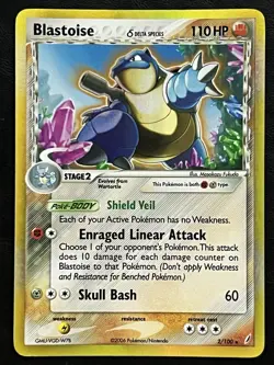 Pokemon Blastoise Delta Species Holo - Crystal Guardians - 2/100 LP - Image 1