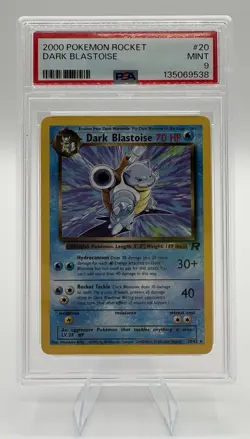 2000 Pokemon Dark Blastoise Team Rocket Non-Holo Rare 20/82 PSA 9 Fresh Slab - Image 1