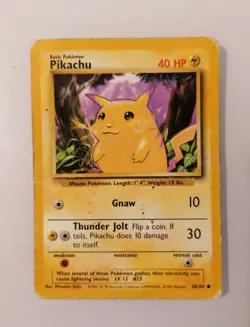 Pikachu Pokemon Card 58/102, Base Set, WOTC 1999, Played With - Image 1