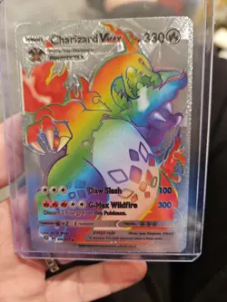 Charizard Vmax Silver Foil Fan Art Vinyl Textured Collector Pokemon HP330 - Image 1