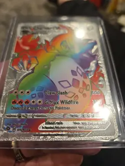 Charizard Vmax Silver Foil Fan Art Vinyl Textured Collector Pokemon HP330 - Image 3